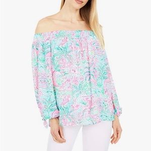 Lilly Pulitzer Maryellen Top Bali Blue Spotted On Worth